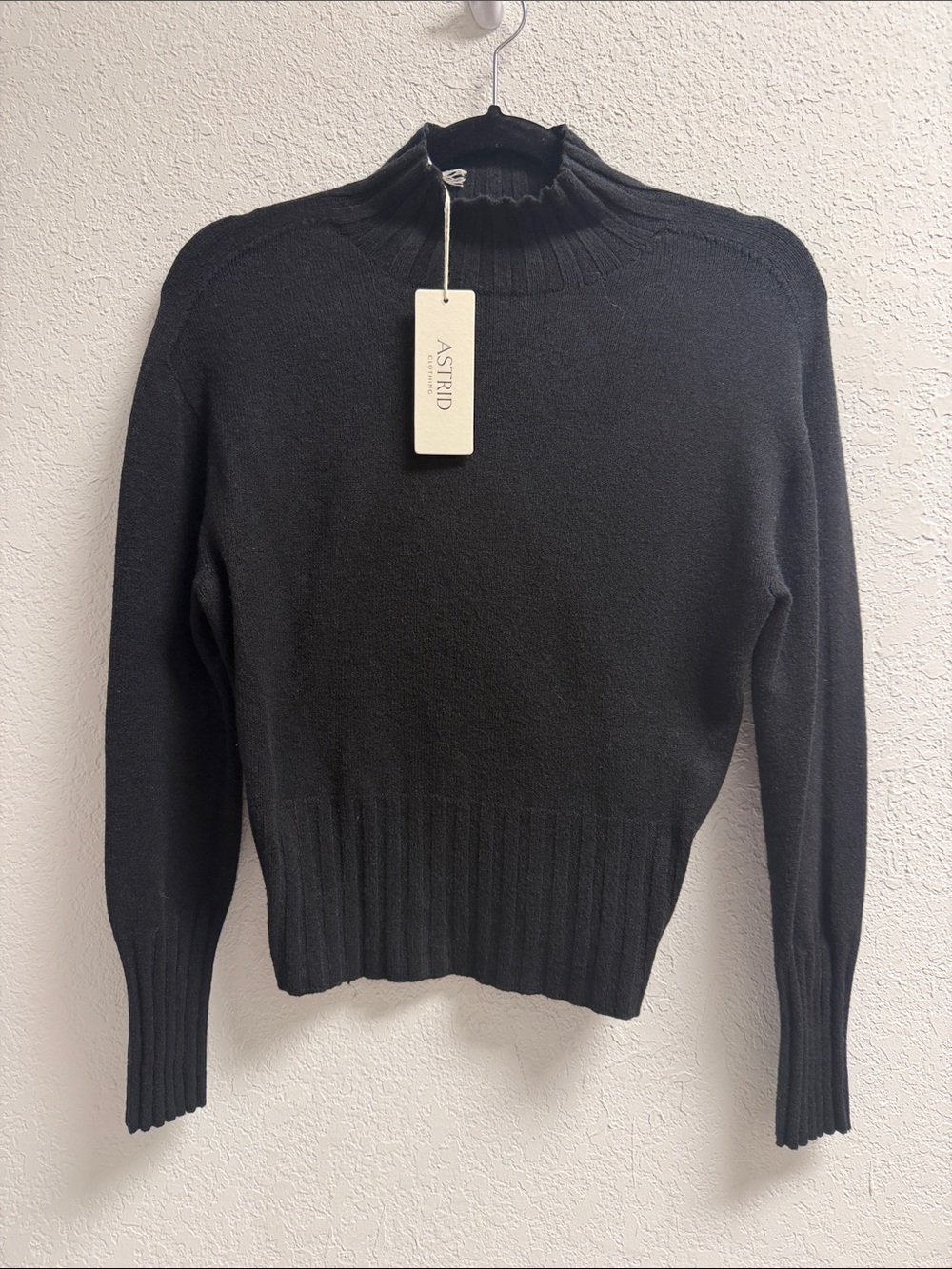 NWT ASTRID Black Mock Neck Sweater for Women Made Italy SM